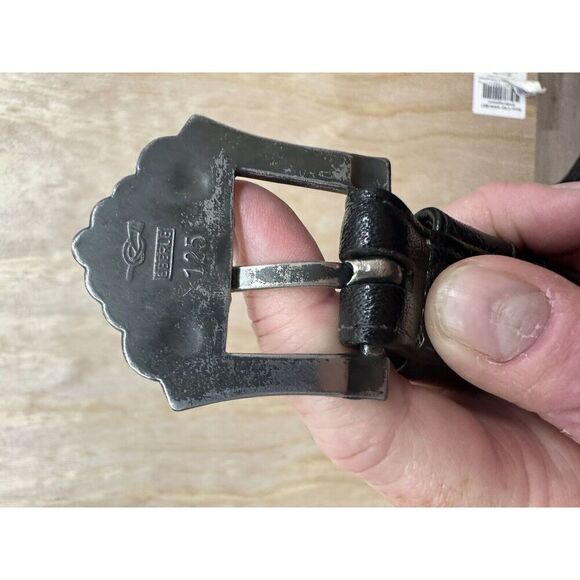 Eberle Belt Black Leather Silver 125 Buckle 32 - Picture 3 of 6